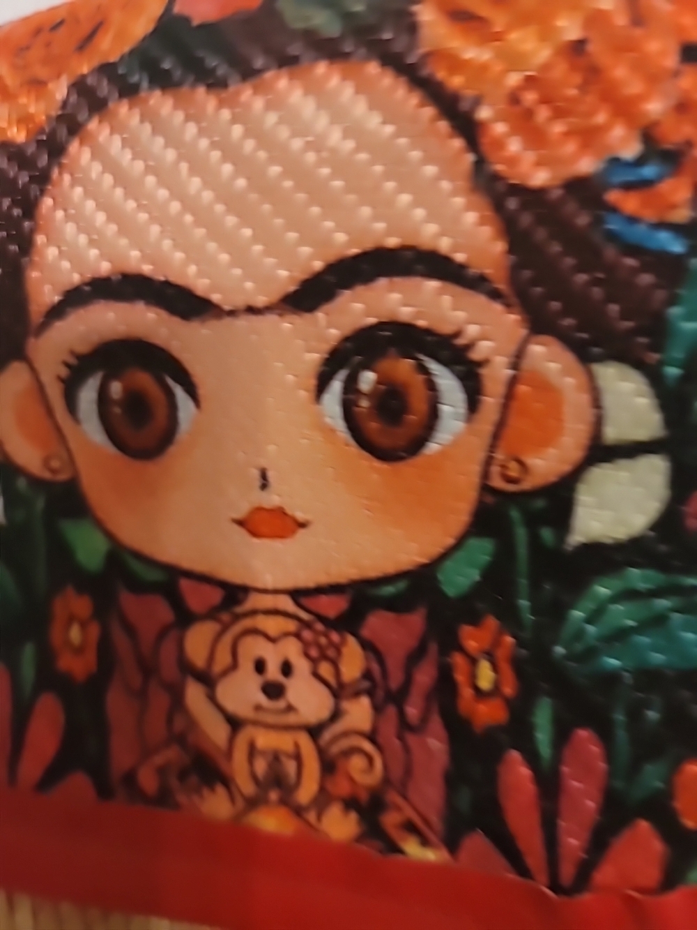 Cute Cartoon Girl Graphic Crossbody or Tote - FRIDA KHALO  TELUM MEXICO